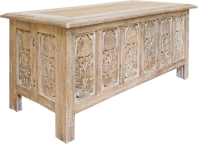 Moroccan Carved Rectangular Wooden Coffee Table - The Finishing Touch Decor