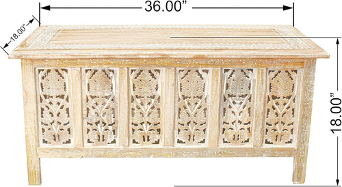 Moroccan Carved Rectangular Wooden Coffee Table - The Finishing Touch Decor