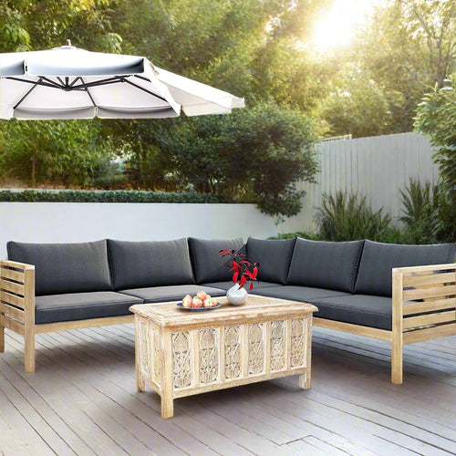 Moroccan Carved Rectangular Wooden Coffee Table - The Finishing Touch Decor