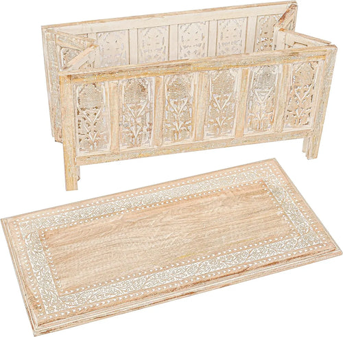 Moroccan Carved Rectangular Wooden Coffee Table - The Finishing Touch Decor