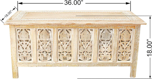 Moroccan Carved Rectangular Wooden Coffee Table - The Finishing Touch Decor