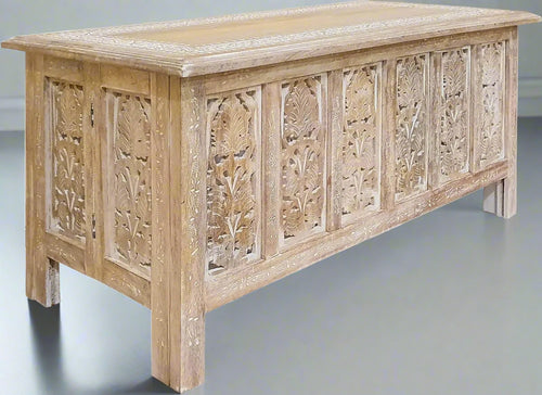 Moroccan Carved Rectangular Wooden Coffee Table - The Finishing Touch Decor