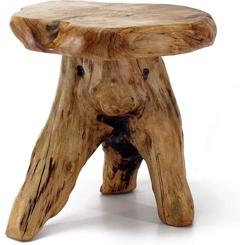 Natural Live Edge Cedar Wood Tree Stump Stool Side Table - The Finishing Touch Decor