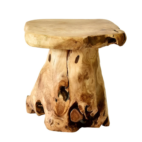Natural Live Edge Cedar Wood Tree Stump Stool Side Table - The Finishing Touch Decor