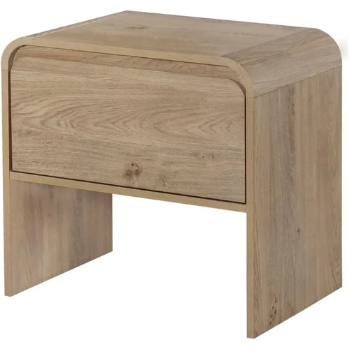 Natural Wood Single Drawer Rounded Edge End Table Set - The Finishing Touch Decor