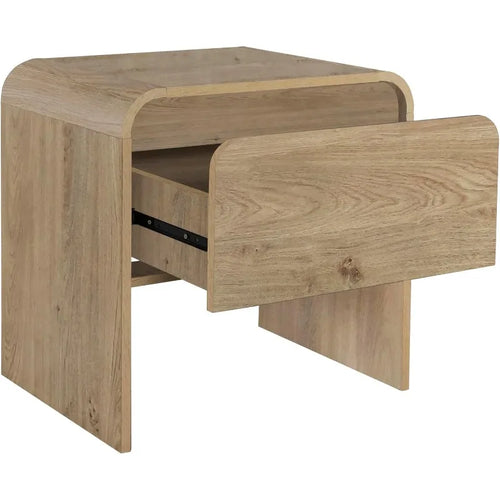 Natural Wood Single Drawer Rounded Edge End Table Set - The Finishing Touch Decor