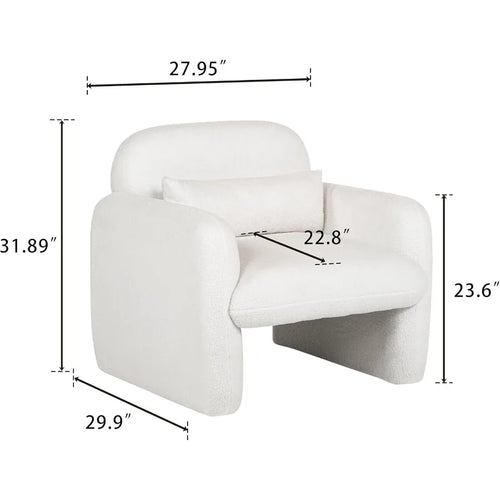 Modern Accent Chair Set of 2 Teddy Fleece Fabric Armchair with a Waist Pillow Comfy Upholstered Leisure Single Sofa Chair for L - The Finishing Touch Decor