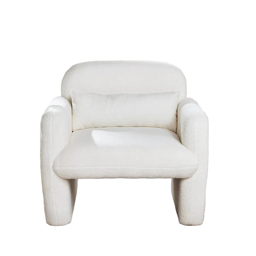 Modern Accent Chair Set of 2 Teddy Fleece Fabric Armchair with a Waist Pillow Comfy Upholstered Leisure Single Sofa Chair for L - The Finishing Touch Decor