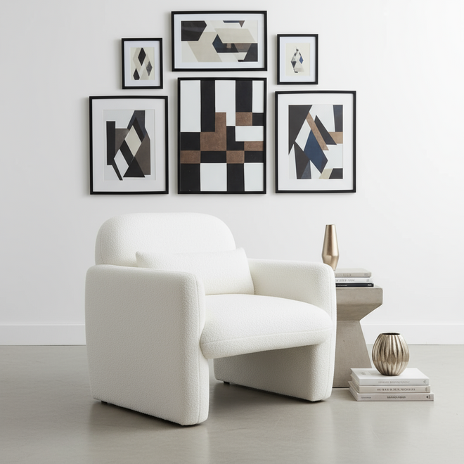 Set of 2 Fleece Modern Rounded Accent Chairs - The Finishing Touch Decor