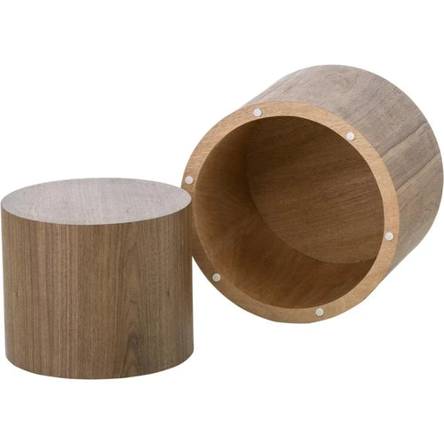 For Nesting Coffee Table Set of 2, Walnut Round Wooden Coffee Tables Modern Circle Table for Small Space Living Room Bedroom