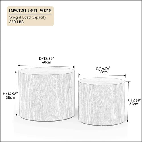 For Nesting Coffee Table Set of 2, Walnut Round Wooden Coffee Tables Modern Circle Table for Small Space Living Room Bedroom