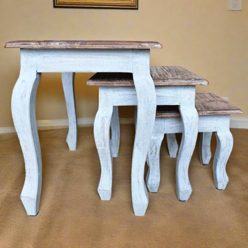 Vintage Style Solid Wood Nesting Tables Set - The Finishing Touch Decor
