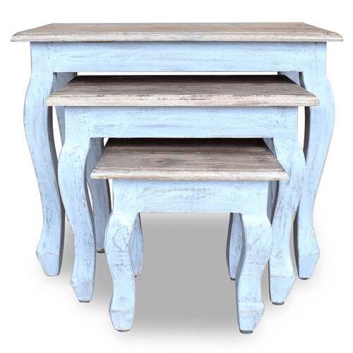 Vintage Style Solid Wood Nesting Tables Set - The Finishing Touch Decor