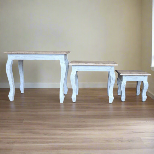 Vintage Style Solid Wood Nesting Tables Set - The Finishing Touch Decor
