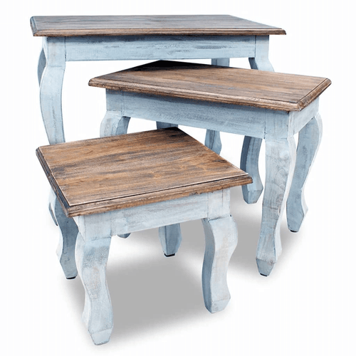 Vintage Style Solid Wood Nesting Tables Set - The Finishing Touch Decor