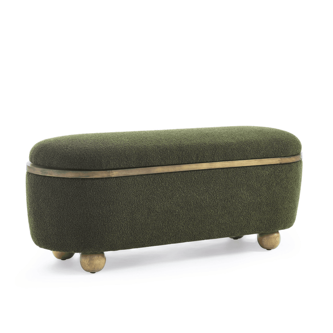 Upholstered Fabric Padded Hunter Green Ottoman Bench - The Finishing Touch Decor