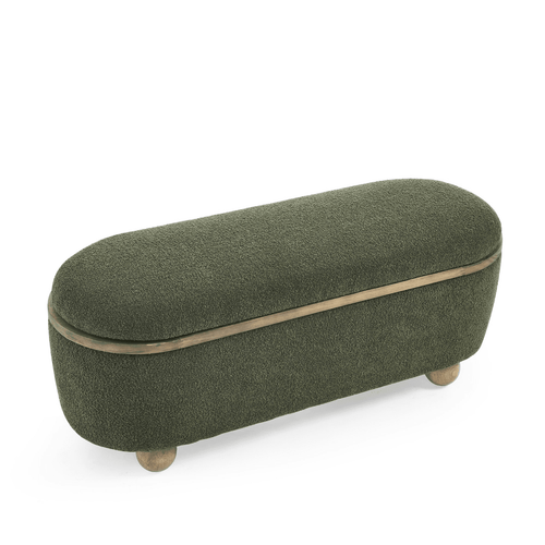 Upholstered Fabric Padded Hunter Green Ottoman Bench - The Finishing Touch Decor