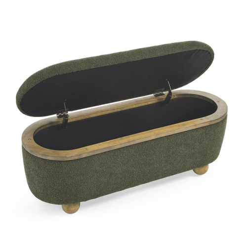 Upholstered Fabric Padded Hunter Green Ottoman Bench - The Finishing Touch Decor