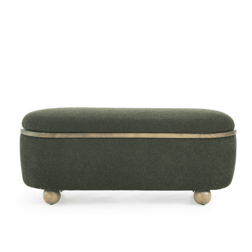 Upholstered Fabric Padded Hunter Green Ottoman Bench - The Finishing Touch Decor