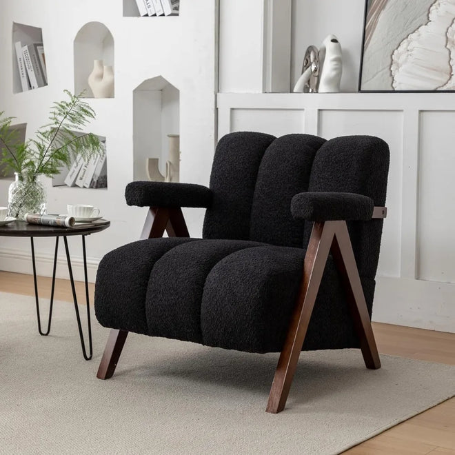 Boucle Mid Century Modern Accent Chair - The Finishing Touch Decor