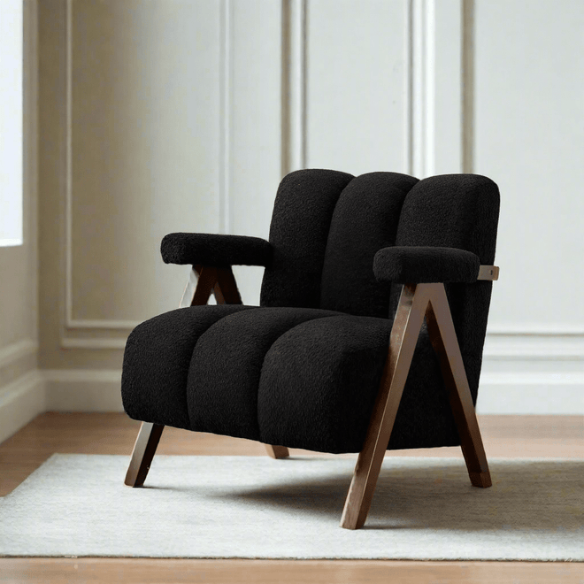 Boucle Mid Century Modern Accent Chair - The Finishing Touch Decor