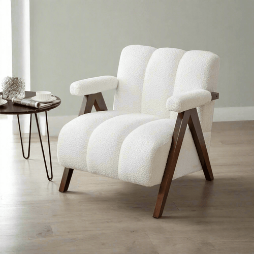 Boucle Mid Century Modern Accent Chair - The Finishing Touch Decor