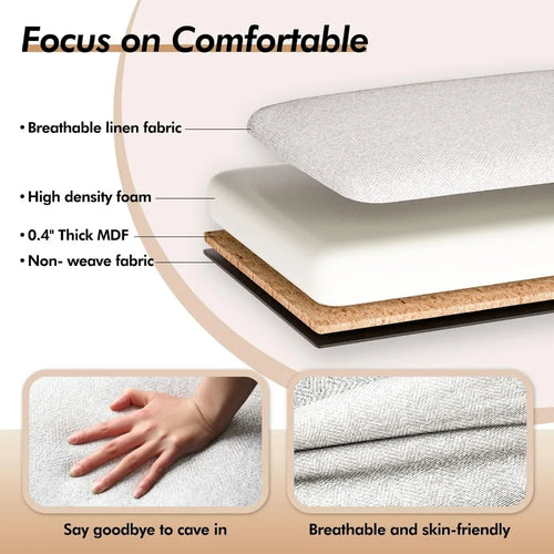 Upholstered Tufted Riveted 53" Hinged Ottoman Storage Bench - The Finishing Touch Decor