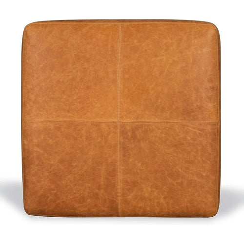 Cognac Tan Leather Hide Square Sequoia Ottoman Table - The Finishing Touch Decor