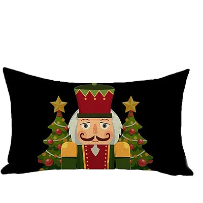 Merry Christmas Nutcracker Oblong Throw Pillow Cover