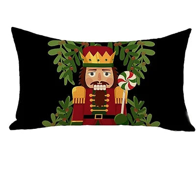 Merry Christmas Nutcracker Oblong Throw Pillow Cover