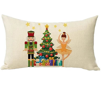 Merry Christmas Nutcracker Oblong Throw Pillow Cover