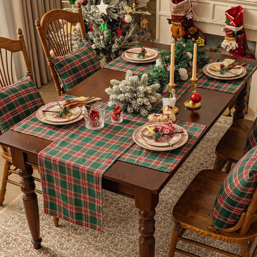 Green/Red Plaid Tartan Christmas Table Runner