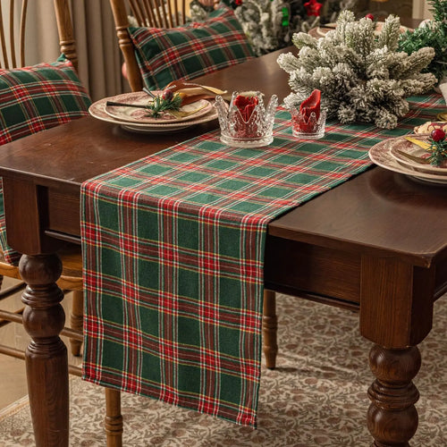 Green/Red Plaid Tartan Christmas Table Runner