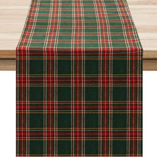 Green/Red Plaid Tartan Christmas Table Runner