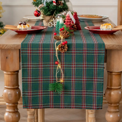 Green/Red Plaid Tartan Christmas Table Runner