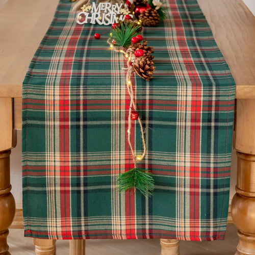 Green/Red Plaid Tartan Christmas Table Runner