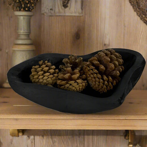 Hollowed Wood Black Ornament Display Centerpiece - The Finishing Touch Decor