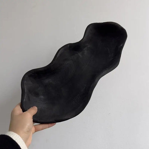 Hollowed Wood Black Ornament Display Centerpiece - The Finishing Touch Decor