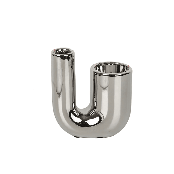 Minimalist Electroplated Silver Candlestick Holders - The Finishing Touch Decor