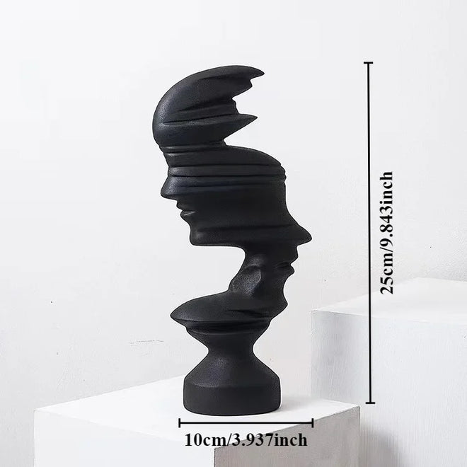 Modern Resin Abstract Human Face Sculpture - The Finishing Touch Decor