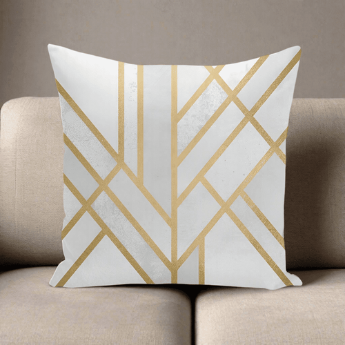 Art Deco Geometry White & Gold Throw Pillow Cover - The Finishing Touch Decor