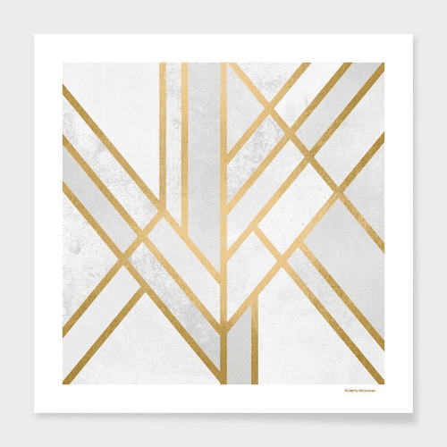 Art Deco Geometry White & Gold Throw Pillow Cover - The Finishing Touch Decor