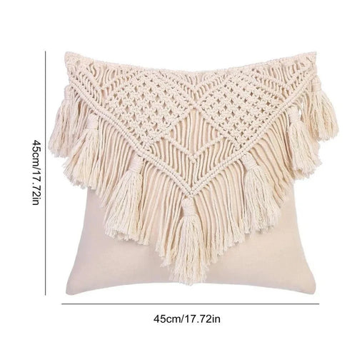Cotton Linen Macrame Boho Throw Pillow Covers - The Finishing Touch Decor