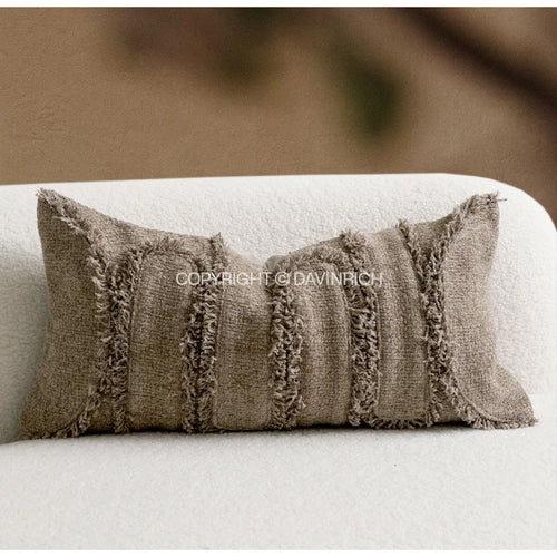 Modern Taupe Tufted & Faux Fur Throw Pillow Covers - The Finishing Touch Decor