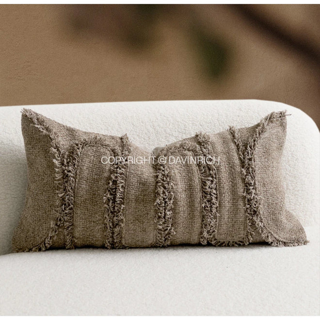 Modern Taupe Tufted & Faux Fur Throw Pillow Covers - The Finishing Touch Decor