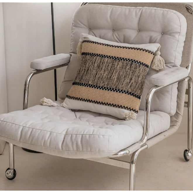 Modern Taupe Tufted & Faux Fur Throw Pillow Covers - The Finishing Touch Decor