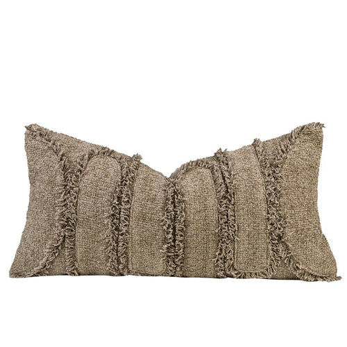 Modern Taupe Tufted & Faux Fur Throw Pillow Covers - The Finishing Touch Decor