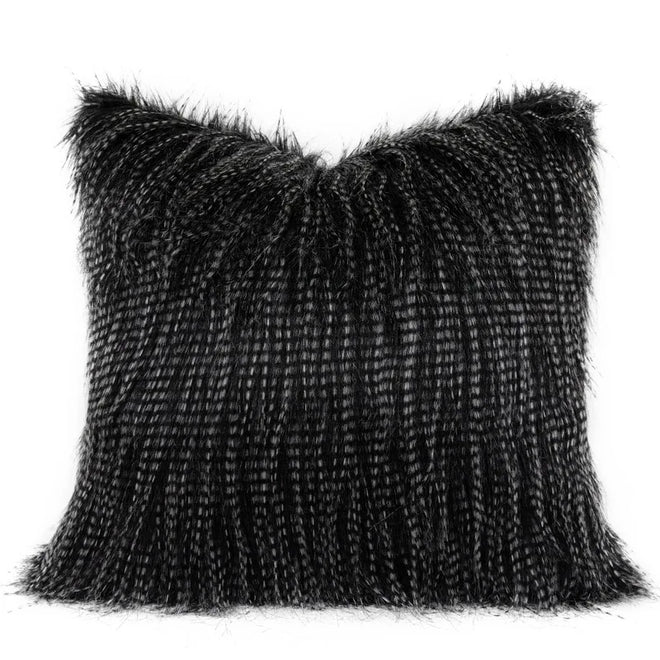 Taupe tufted and faux fur throw pillow covers by The Finishing Touch Decor, modern 30x60cm decorative pillow covers.