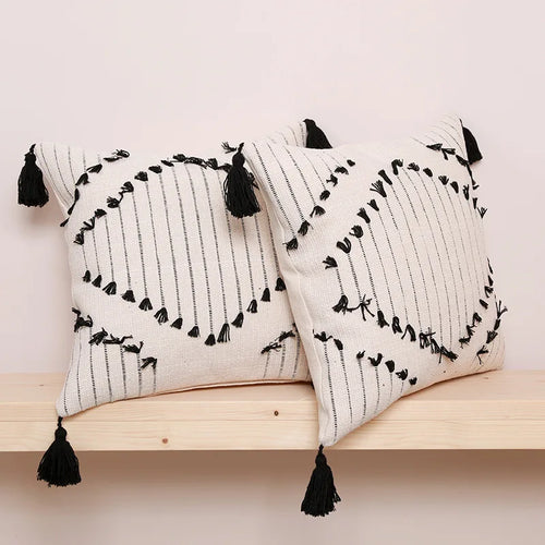 Boho Tassel Linen Weave Variety Throw Pillow Covers - The Finishing Touch Decor