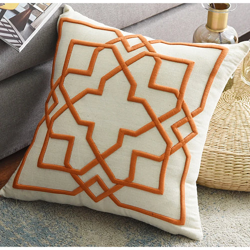 Modern Geometric Embroidery Cotton Throw Pillow Covers - The Finishing Touch Decor